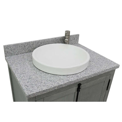 31" Single vanity in Gray Ash finish with Gray granite top and round sink - 400100-GYA-GYRD