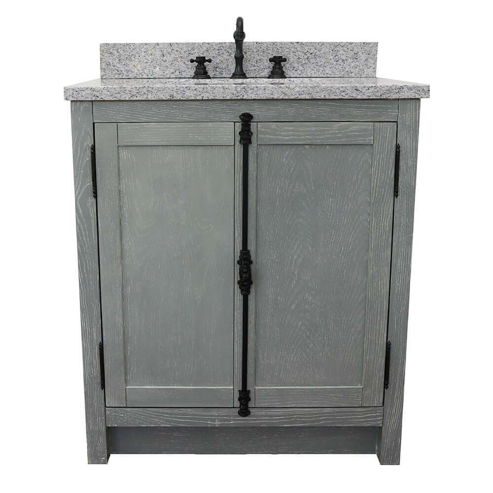 31" Single vanity in Gray Ash finish with Gray granite top and rectangle sink - 400100-GYA-GYR