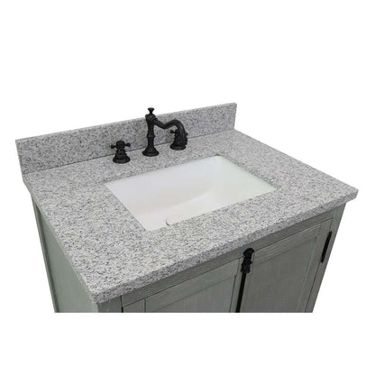 31" Single vanity in Gray Ash finish with Gray granite top and rectangle sink - 400100-GYA-GYR