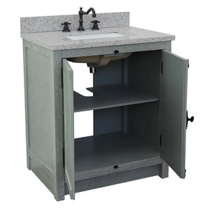 31" Single vanity in Gray Ash finish with Gray granite top and rectangle sink - 400100-GYA-GYR