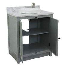 Load image into Gallery viewer, 31&quot; Single vanity in Gray Ash finish with White Carrara top and round sink - 400100-GYA-WMRD