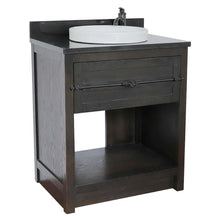 Load image into Gallery viewer, 31&quot; Single vanity in Brown Ash finish with Black Galaxy top and round sink - 400101-BA-BGRD