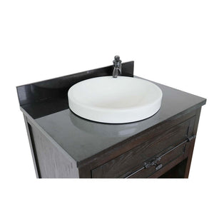 31" Single vanity in Brown Ash finish with Black Galaxy top and round sink - 400101-BA-BGRD