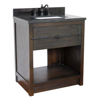 31" Single vanity in Brown Ash finish with Black Galaxy top and rectangle sink - 400101-BA-BGR