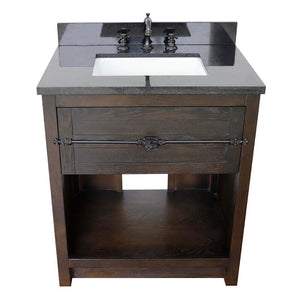 31" Single vanity in Brown Ash finish with Black Galaxy top and rectangle sink - 400101-BA-BGR