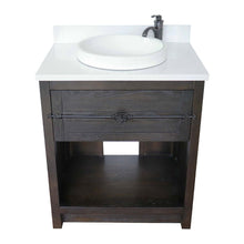 Load image into Gallery viewer, 31&quot; Single vanity in Brown Ash finish with White Quartz top and round sink - 400101-BA-WERD
