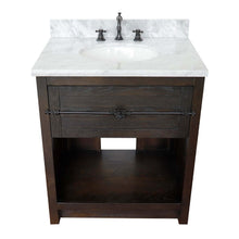 Load image into Gallery viewer, 31&quot; Single vanity in Brown Ash finish with White Carrara top and oval sink - 400101-BA-WMO