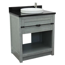 Load image into Gallery viewer, 31&quot; Single vanity in Gray Ash finish with Black Galaxy top and round sink - 400101-GYA-BGRD