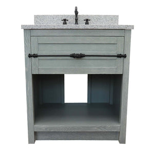 31" Single vanity in Gray Ash finish with Gray granite top and oval sink - 400101-GYA-GYO