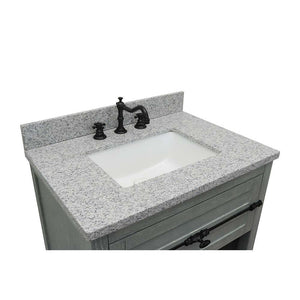 31" Single vanity in Gray Ash finish with Gray granite top and rectangle sink - 400101-GYA-GYR