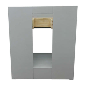 31" Single vanity in Gray Ash finish with White Carrara top and round sink - 400101-GYA-WMRD