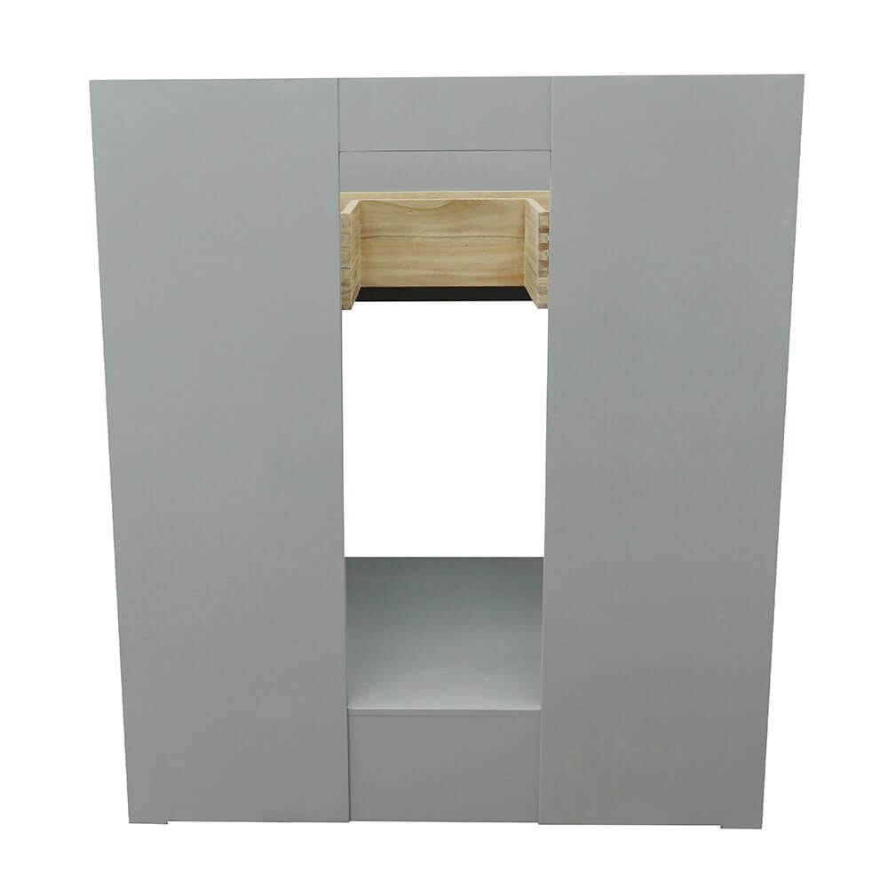 31" Single vanity in Gray Ash finish with White Carrara top and rectangle sink - 400101-GYA-WMR