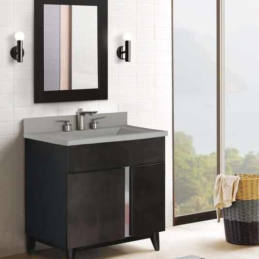 31" Single Vanity in Silvery Brown Finish with Gray Concrete Top and Rectangle Sink - 400200-CTDG