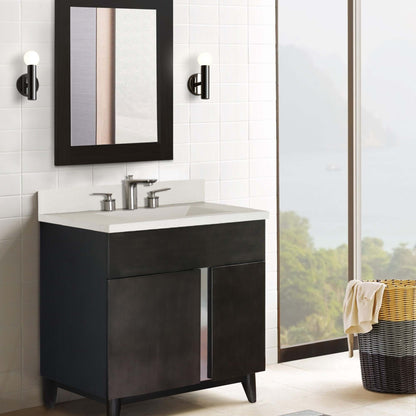 31" Single Vanity in Silvery Brown Finish with White Concrete Top and Oval Sink - 400200-CTWH