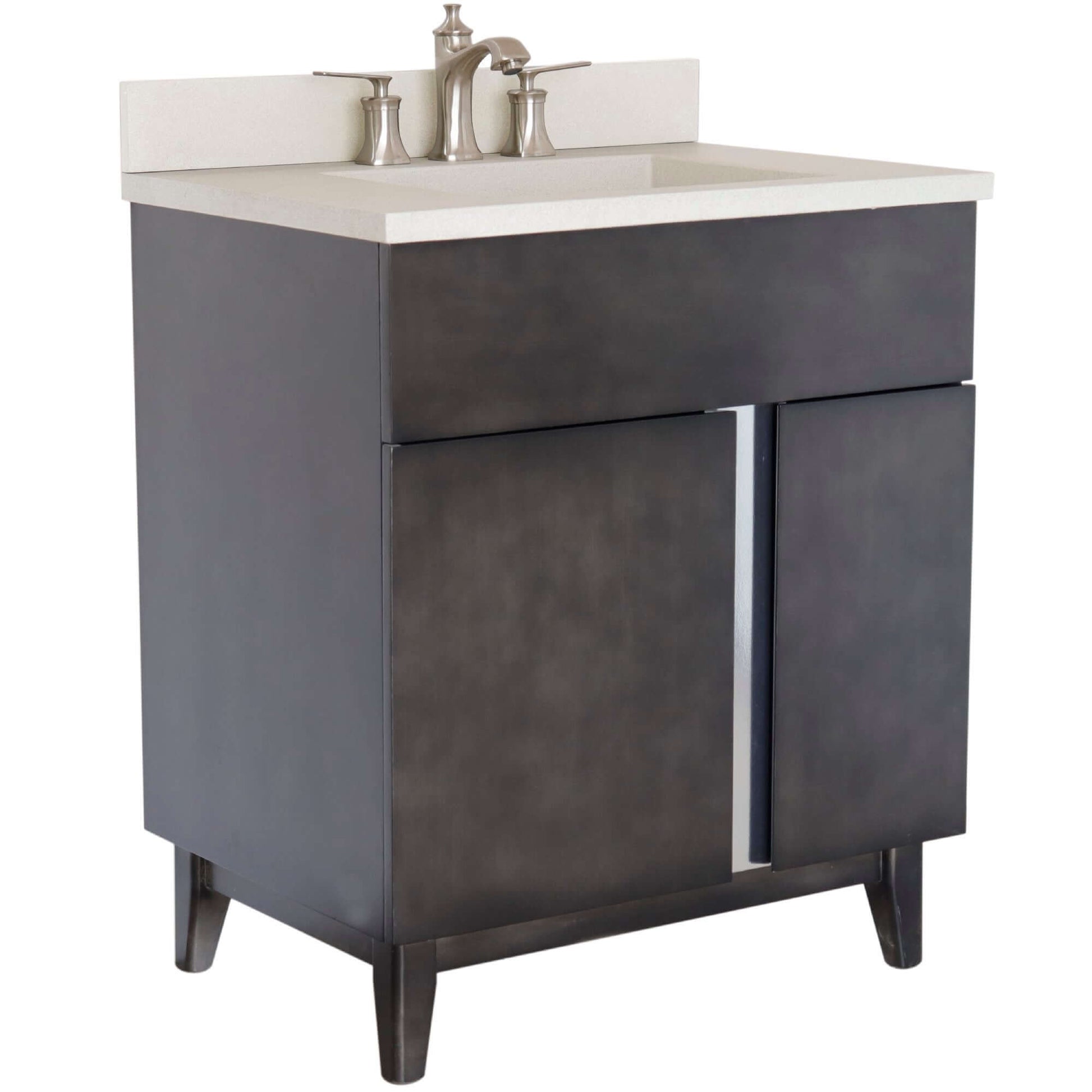 31" Single Vanity in Silvery Brown Finish with White Concrete Top and Oval Sink - 400200-CTWH