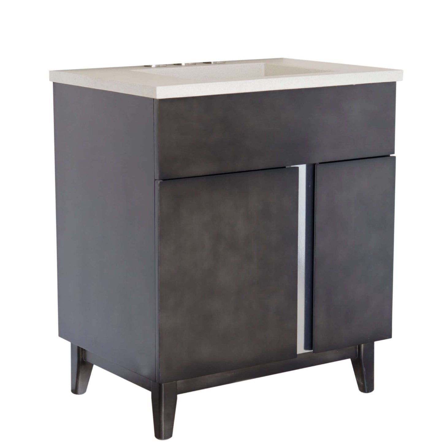 31" Single Vanity in Silvery Brown Finish with White Concrete Top and Oval Sink - 400200-CTWH