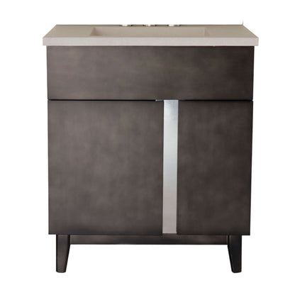 31" Single Vanity in Silvery Brown Finish with White Concrete Top and Oval Sink - 400200-CTWH