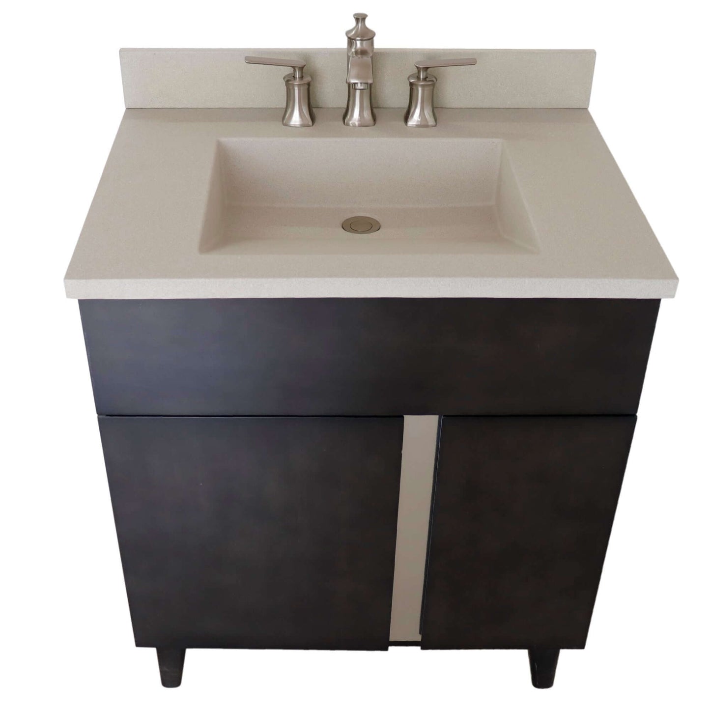 31" Single Vanity in Silvery Brown Finish with White Concrete Top and Oval Sink - 400200-CTWH