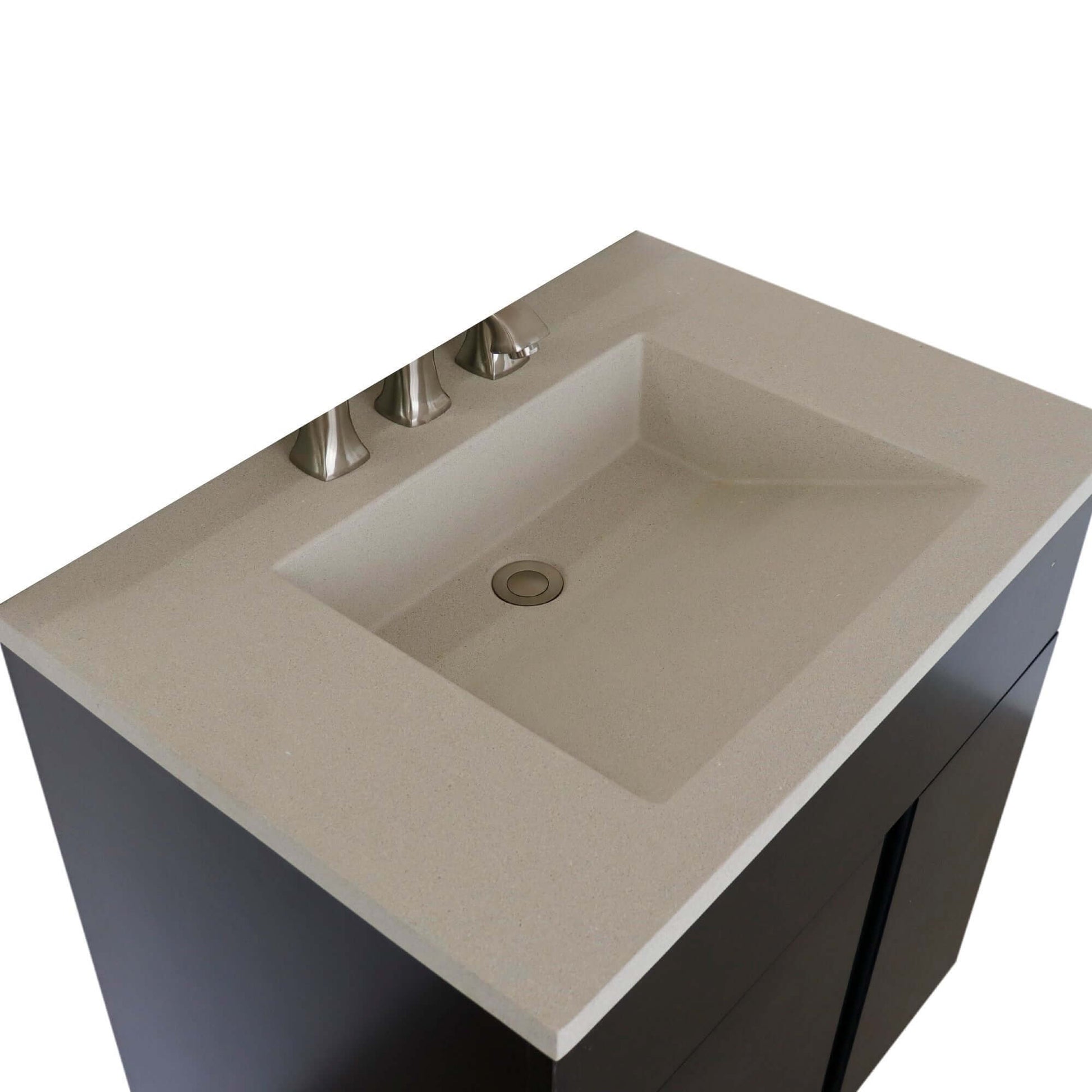 31" Single Vanity in Silvery Brown Finish with White Concrete Top and Oval Sink - 400200-CTWH