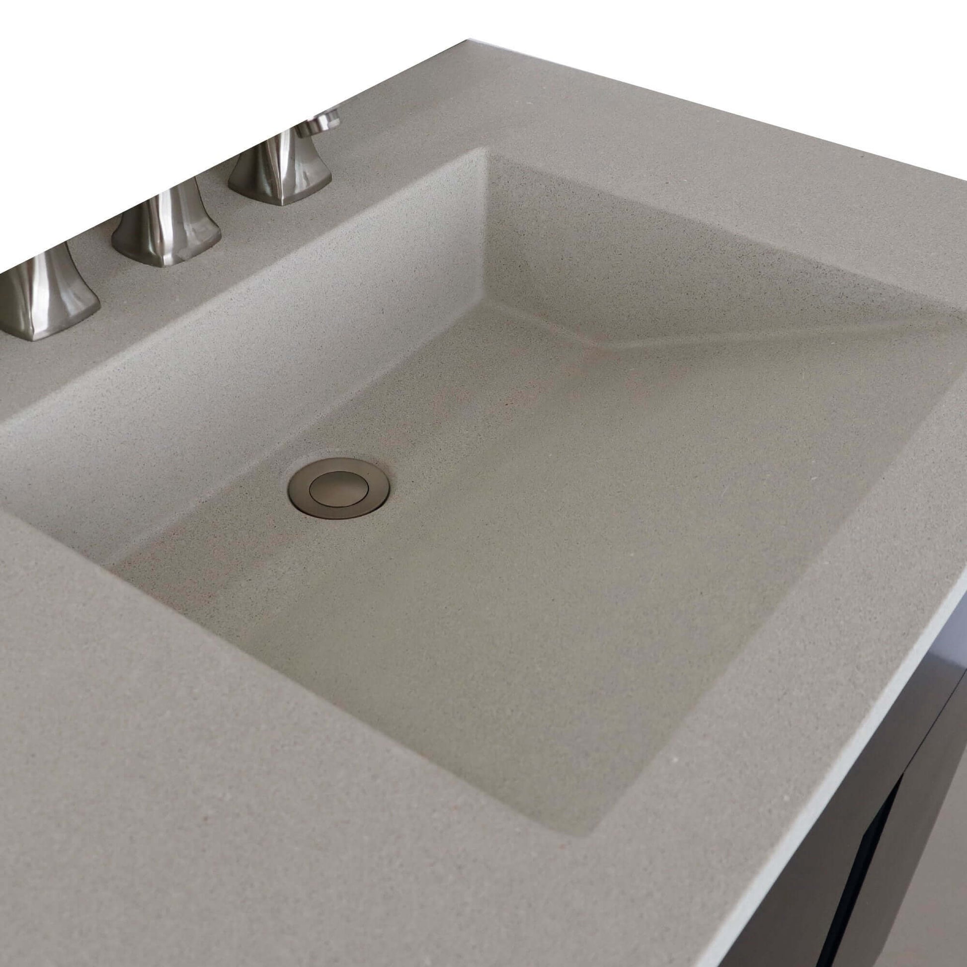 31" Single Vanity in Silvery Brown Finish with White Concrete Top and Oval Sink - 400200-CTWH