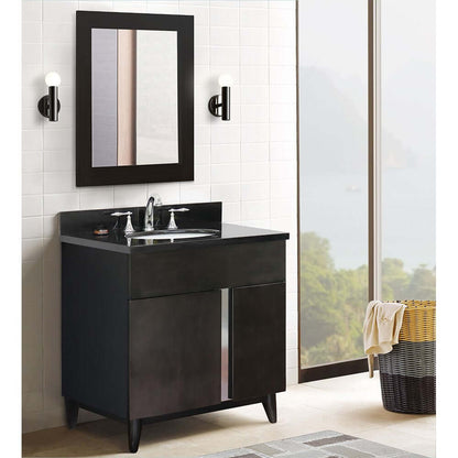 31" Single vanity in Silvery Brown finish with Black Galaxy top and oval sink - 400200-SB-BGO