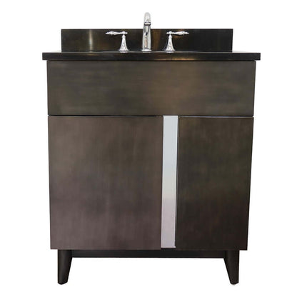 31" Single vanity in Silvery Brown finish with Black Galaxy top and oval sink - 400200-SB-BGO