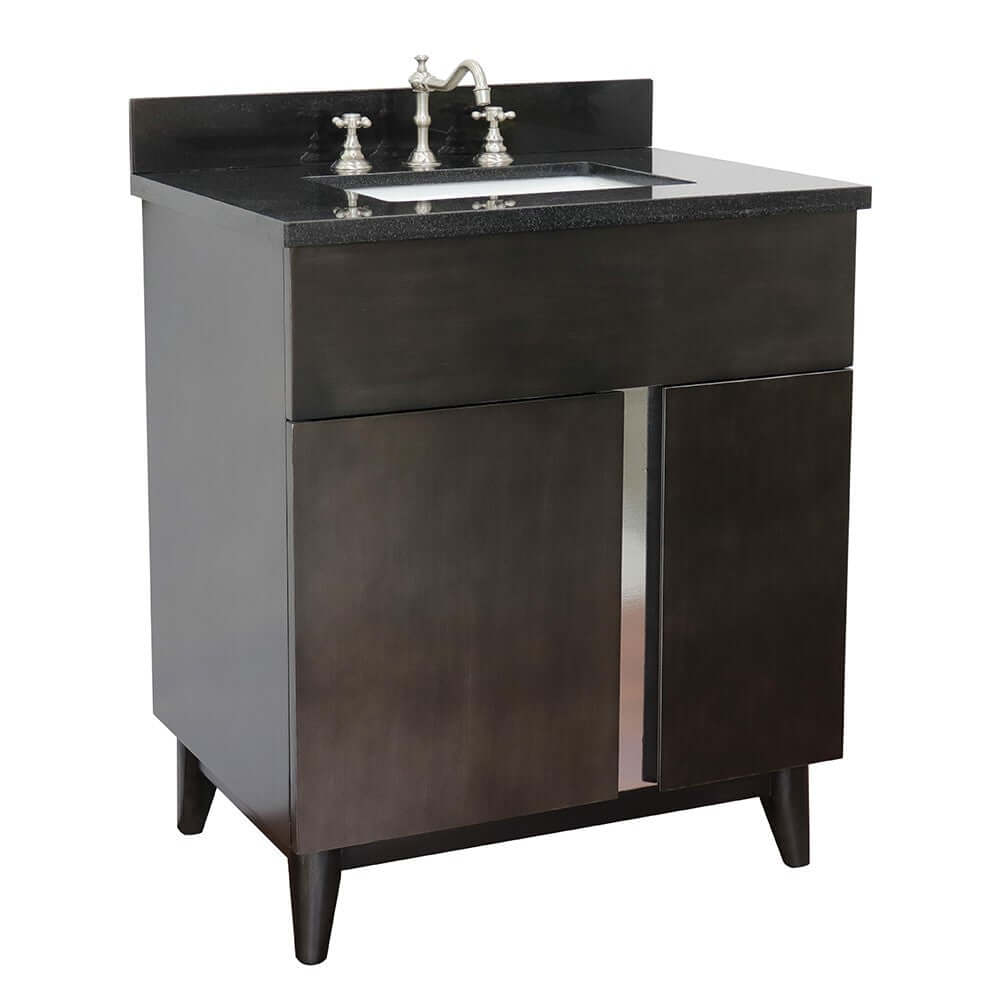 31" Single vanity in Silvery Brown finish with Black Galaxy top and rectangle sink - 400200-SB-BGR