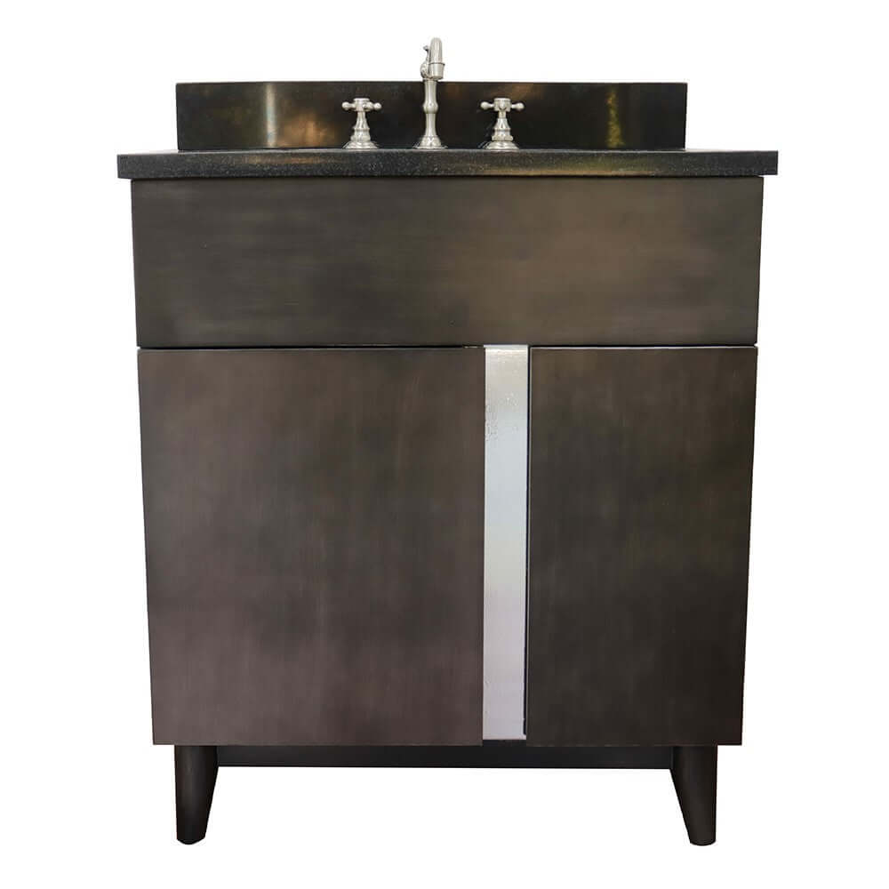 31" Single vanity in Silvery Brown finish with Black Galaxy top and rectangle sink - 400200-SB-BGR