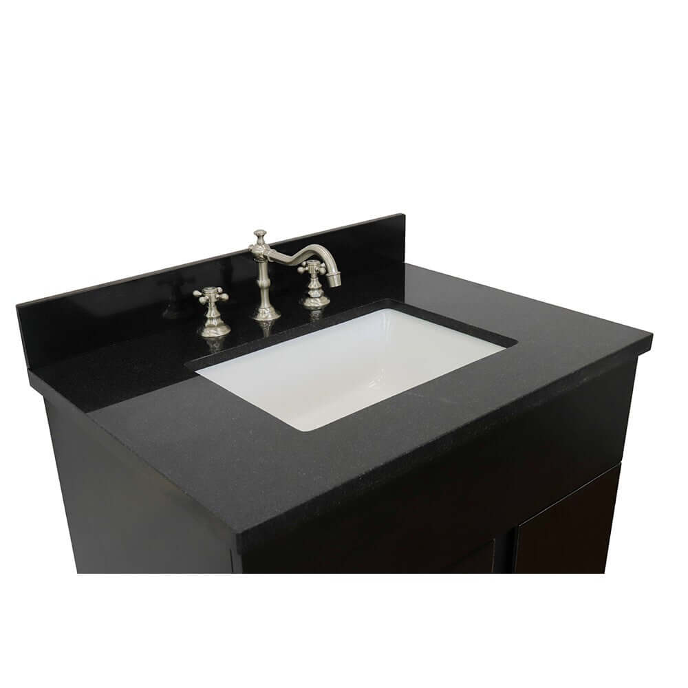 31" Single vanity in Silvery Brown finish with Black Galaxy top and rectangle sink - 400200-SB-BGR