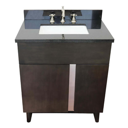 31" Single vanity in Silvery Brown finish with Black Galaxy top and rectangle sink - 400200-SB-BGR