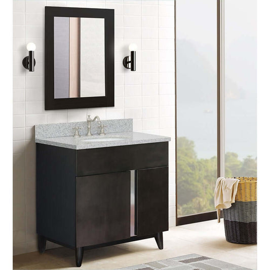 31" Single vanity in Silvery Brown finish with Gray granite top and oval sink - 400200-SB-GYO