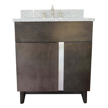 31" Single vanity in Silvery Brown finish with Gray granite top and oval sink - 400200-SB-GYO