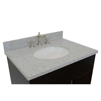 31" Single vanity in Silvery Brown finish with Gray granite top and oval sink - 400200-SB-GYO