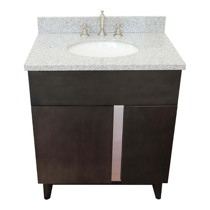 31" Single vanity in Silvery Brown finish with Gray granite top and oval sink - 400200-SB-GYO