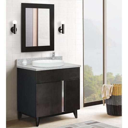 31" Single vanity in Silvery Brown finish with Gray granite top and round sink - 400200-SB-GYRD