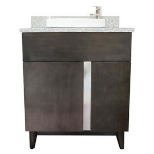 31" Single vanity in Silvery Brown finish with Gray granite top and round sink - 400200-SB-GYRD