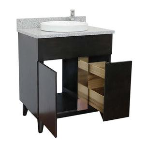 31" Single vanity in Silvery Brown finish with Gray granite top and round sink - 400200-SB-GYRD