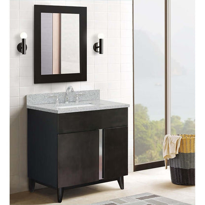 31" Single vanity in Silvery Brown finish with Gray granite top and rectangle sink - 400200-SB-GYR