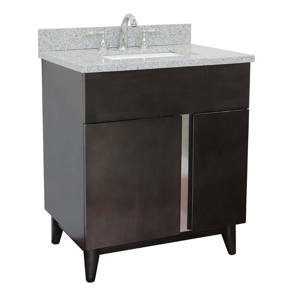 31" Single vanity in Silvery Brown finish with Gray granite top and rectangle sink - 400200-SB-GYR