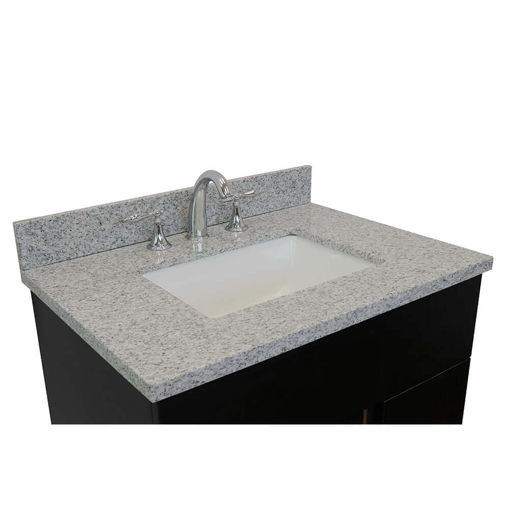 31" Single vanity in Silvery Brown finish with Gray granite top and rectangle sink - 400200-SB-GYR