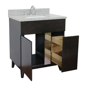 31" Single vanity in Silvery Brown finish with Gray granite top and rectangle sink - 400200-SB-GYR