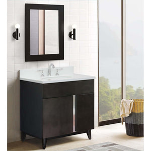 31" Single vanity in Silvery Brown finish with White Quartz top and oval sink - 400200-SB-WEO