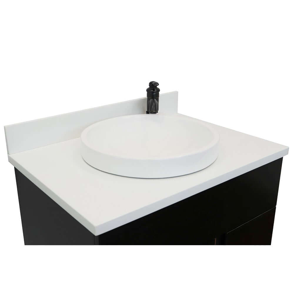 31" Single vanity in Silvery Brown finish with White Quartz top and round sink - 400200-SB-WERD