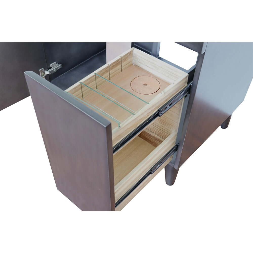 31" Single vanity in Silvery Brown finish with White Quartz top and round sink - 400200-SB-WERD