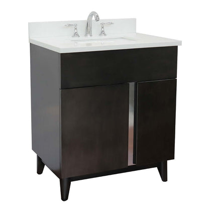 31" Single vanity in Silvery Brown finish with White Quartz top and rectangle sink - 400200-SB-WER