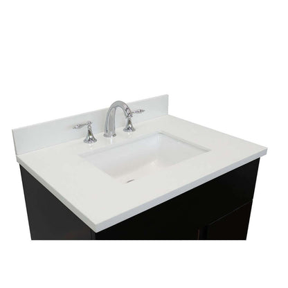 31" Single vanity in Silvery Brown finish with White Quartz top and rectangle sink - 400200-SB-WER