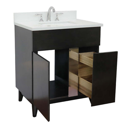 31" Single vanity in Silvery Brown finish with White Quartz top and rectangle sink - 400200-SB-WER