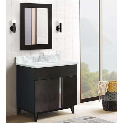 31" Single vanity in Silvery Brown finish with White Carrara top and oval sink - 400200-SB-WMO