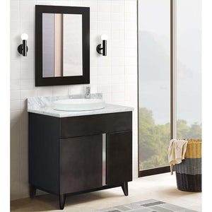 31" Single vanity in Silvery Brown finish with White Carrara top and round sink - 400200-SB-WMRD