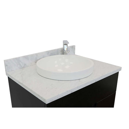 31" Single vanity in Silvery Brown finish with White Carrara top and round sink - 400200-SB-WMRD